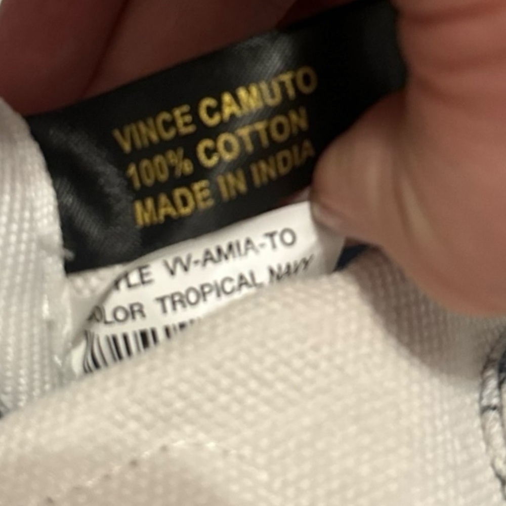 Vince Camuto Amia Tropical Navy Cotton Canvas Tote Bag - Picture 7 of 11